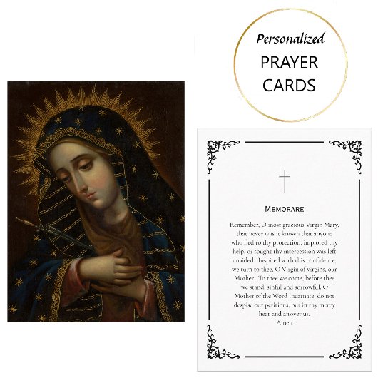 Carte De Placement Memorare Virgin Mary Prayer Card                  