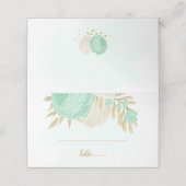 Carte De Placement menthe vert & blanc fleurs or mariage botanique (Extérieur déplié)