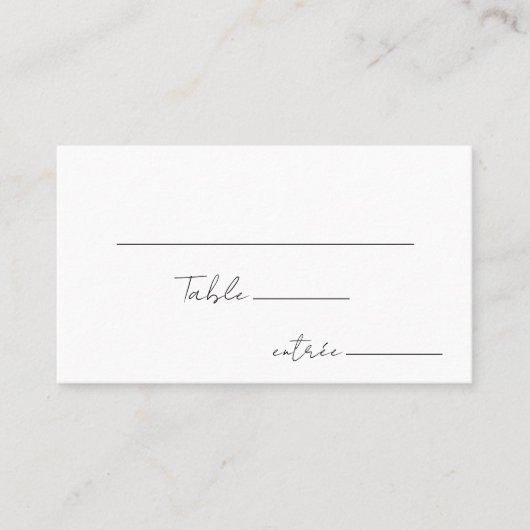 Carte De Placement Menu Mariage de script moderne blanc Choix de plat (Devant)