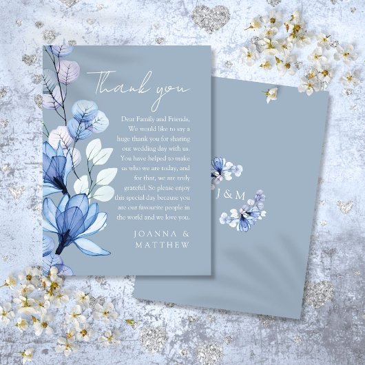 Carte De Placement Merci de Mariage bleu-dusté transparent