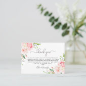 Carte De Placement Merci de Mariage rose rustique (Debout devant)