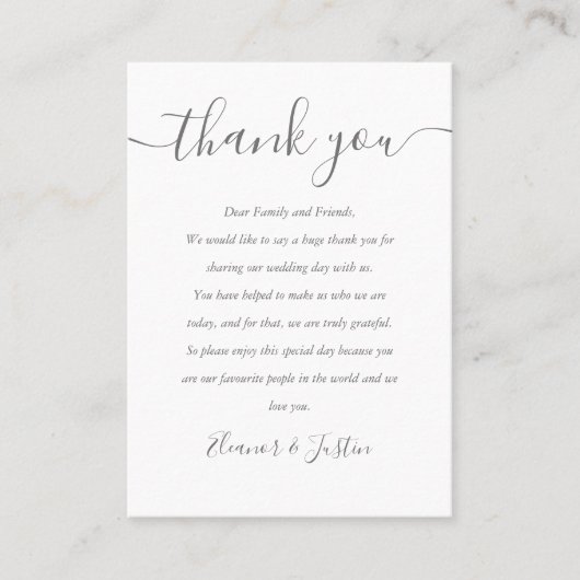 Carte De Placement Merci Mariage du script de signature (Devant)