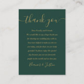Carte De Placement Merci Mariage Emerald Green Et Gold Script (Devant)