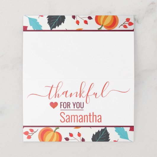 Carte De Placement Merci pour vous Festive Thanksgiving (Extérieur déplié)