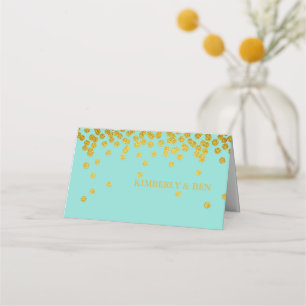 Carte De Placement Merci turquoise Blue & Gold ShowParty