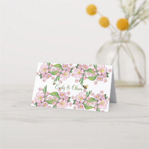 Carte De Placement Merveilleuse aquarelle fleurs de pommier et е е