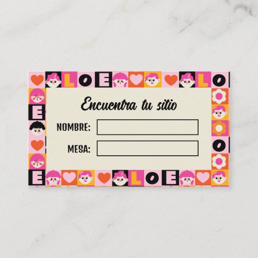 Carte De Placement Meseros Seating Plan Boda Original Divertida (Devant)