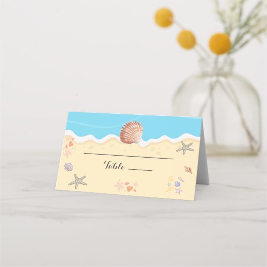 Carte De Placement Minimal Blue Ocean Summer Wedding (Devant)