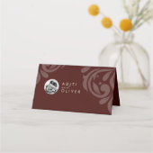Carte De Placement Minimal Classy Chic Burgundy Ivory Photo Wedding (Dos)