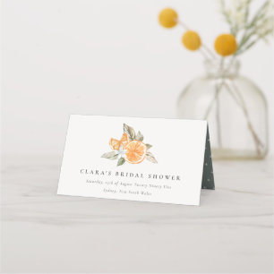 Carte De Placement Minimal Orange Botanical Aquarelle Baby Shower 