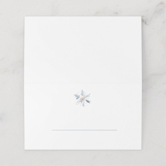 Carte De Placement Minimalist Blue Snowflake Winter Wedding (Extérieur déplié)