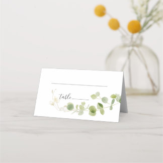 Carte De Placement Minimalist Eucalyptus Green Foliage Classy Wedding