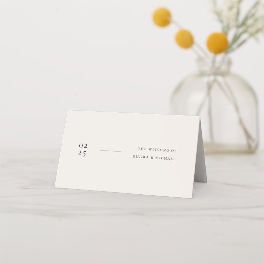 Carte De Placement Minimalist Monogram Ivory Editorial Wedding (Dos)