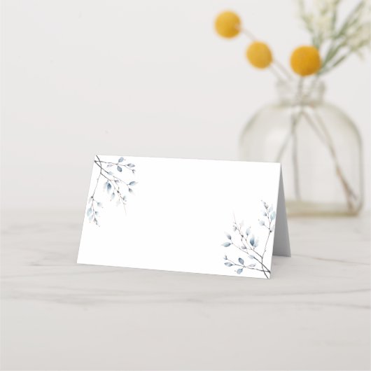 Carte De Placement Minimalist Winter Blue Botanical (Devant)