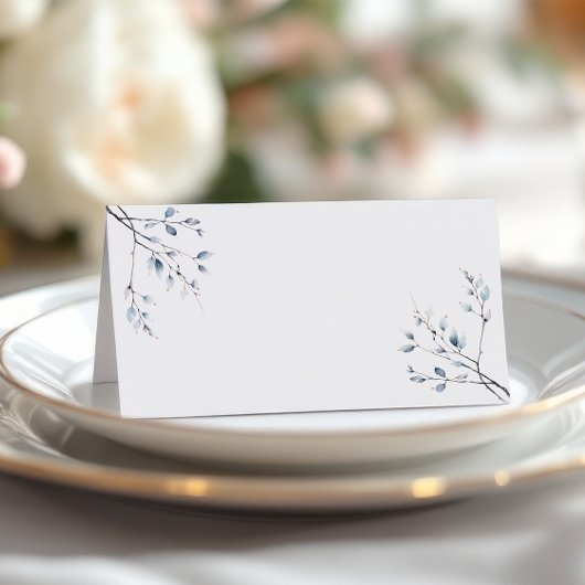 Carte De Placement Minimalist Winter Blue Botanical