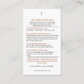 Carte De Placement Miséricorde divine de Jésus Chaplet Catholique Rel (Dos)