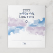 Carte De Placement MITZVAH moderne élégant aquarelle bleu violet (Extérieur déplié)