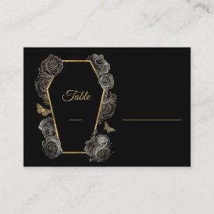 Carte De Placement Modèle de mariage gothique Roses Noires & Dorées C
