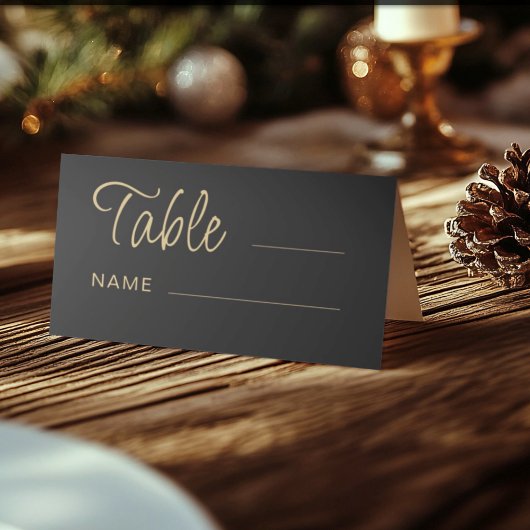 Carte De Placement Modern Black & Gold Wedding table number
