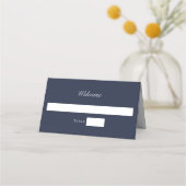 Carte De Placement Modern Brushstroke Photo Wedding | Navy Blue (Devant)