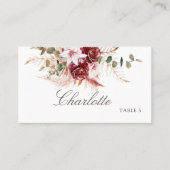 Carte De Placement Modern Burgundy Boho Flat Wedding Place Card  (Devant)