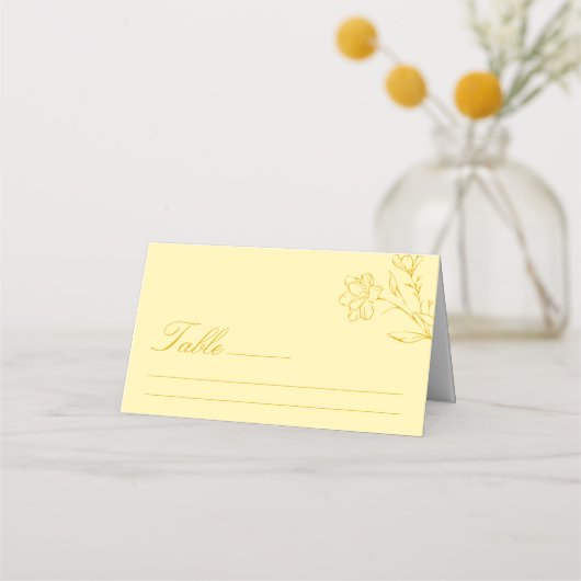Carte De Placement Modern Butter Yellow Floral Wedding Table (Devant)