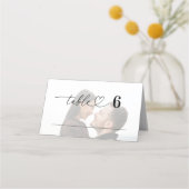 Carte De Placement Modern Faded Photo Heart Script Mariage invité (Devant)