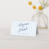 Carte De Placement Modern Minimal Minimalist Blue Stripes Wedding (Dos)