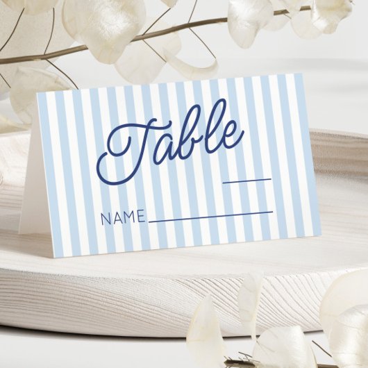 Carte De Placement Modern Minimal Minimalist Blue Stripes Wedding