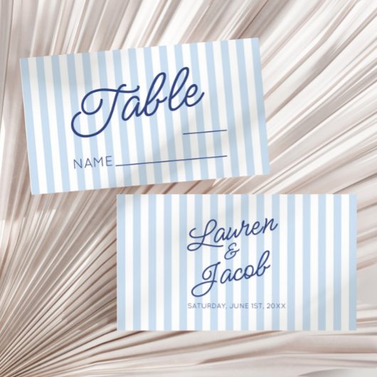 Carte De Placement Modern Minimal Minimalist Blue Stripes Wedding
