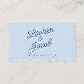 Carte De Placement Modern Minimal Minimalist Blue Wedding (Dos)