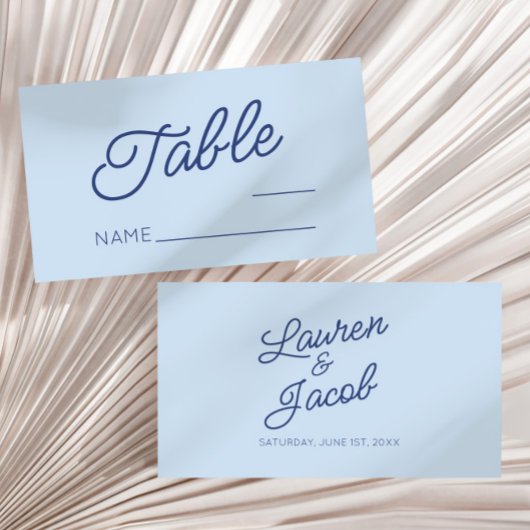 Carte De Placement Modern Minimal Minimalist Blue Wedding