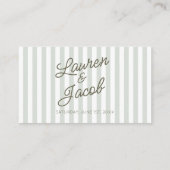 Carte De Placement Modern Minimal Minimalist Green Stripes Wedding (Dos)