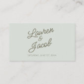 Carte De Placement Modern Minimal Minimalist Green Wedding (Dos)