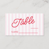 Carte De Placement Modern Minimal Minimalist Pink Stripes Red Wedding (Devant)