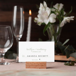 Carte De Placement Modern Script Sage Green Minimalistic Wedding