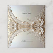 Carte De Placement Modern White Flowers Pearls Place Card (Extérieur déplié)