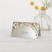 Carte De Placement Modern White Flowers Pearls Place Card (Dos)