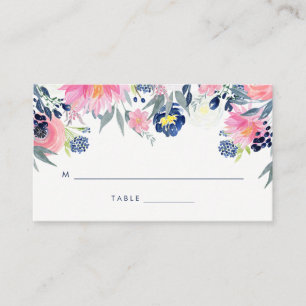 Carte De Placement Moderne Blush rose et marine Floral Mariage Escort