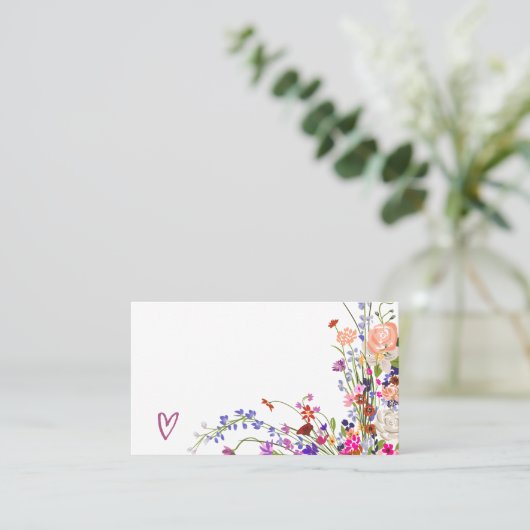 Carte De Placement Moderne chic fleurs sauvages script nuptiale douch (Debout devant)