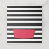 Carte De Placement Moderne Chic rose noir et blanc rayures (Extérieur déplié)