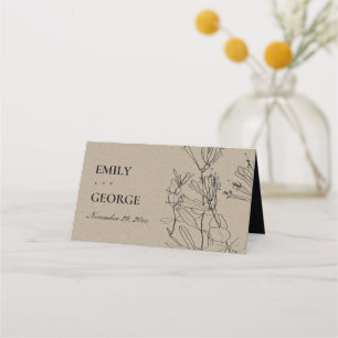 CARTE DE PLACEMENT MODERNE CHIC RUSTIQUE KRAFT BLACK LINE DRAWER FLOR