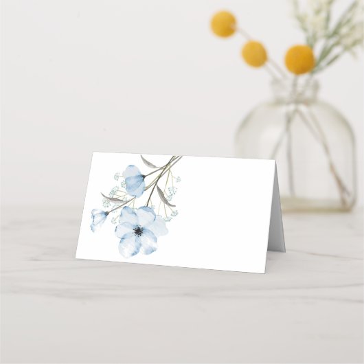 Carte De Placement Moderne Elegant Chic Dusty Mariage bleu (Devant)