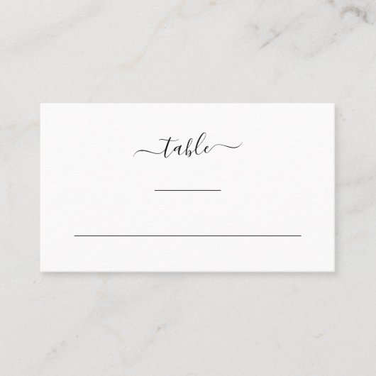 Carte De Placement Moderne Elegant noir et blanc Mariage simple (Devant)