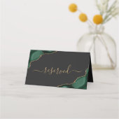 Carte De Placement Moderne Emerald Green Gold Agate Mariage réservé (Devant)