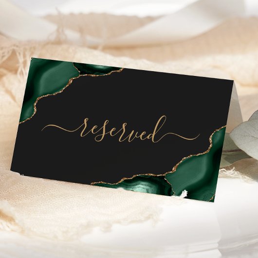 Carte De Placement Moderne Emerald Green Gold Agate Mariage réservé