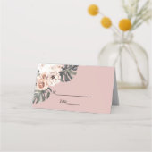 Carte De Placement Moderne Floral rose Tropical Feuilles & Orchidée (Devant)