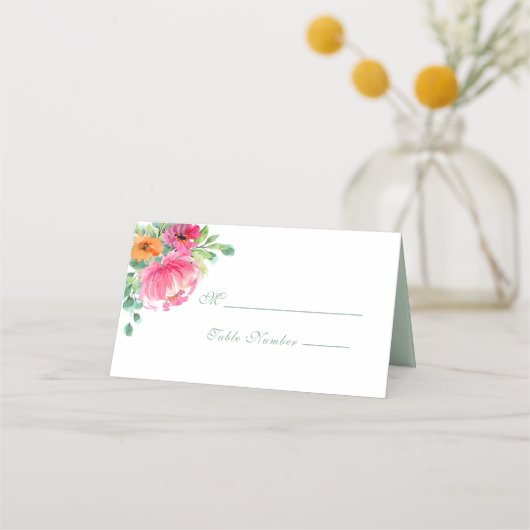 Carte De Placement Moderne Gras Floral Rose Orange Mariage (Devant)