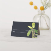 CARTE DE PLACEMENT MODERNE LAINE NOIRE FOLIAGE VERTE COULEUR D'EAU (Devant)