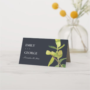 CARTE DE PLACEMENT MODERNE LAINE NOIRE FOLIAGE VERTE COULEUR D'EAU